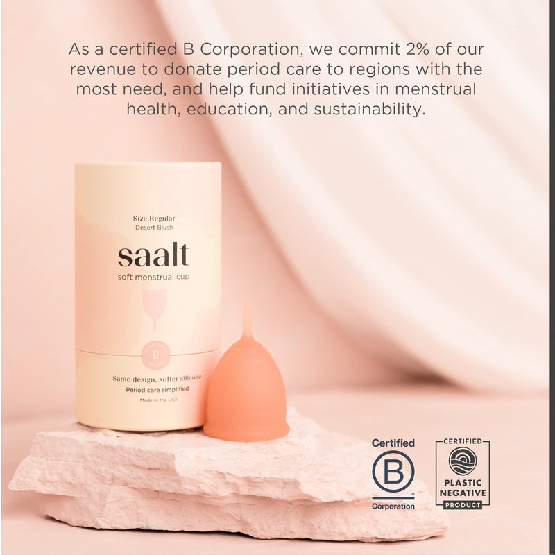 [Australia] - Saalt Soft Menstrual Cup - Super Soft and Flexible - Best Sensitive Cup - Wear for 12 Hours - Made in USA (Desert Blush, Small) Desert Blush Small (Pack of 1) 