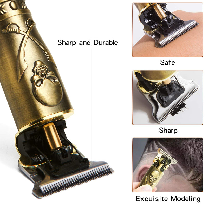 [Australia] - Xnuoyo Electric Grooming Hair Clipper USB Rechargeable Cordless Close Cutting T-Blade Trimmer (Skull) Skull 