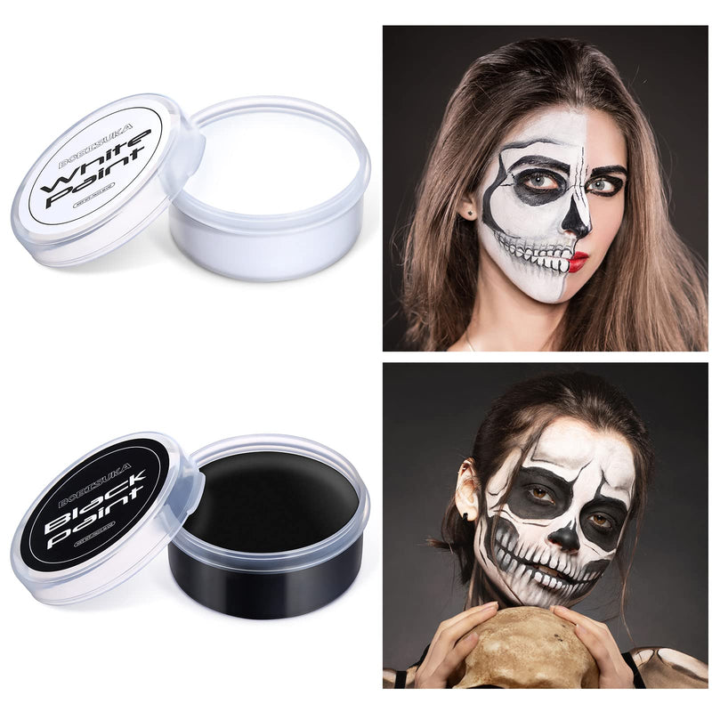 [Australia] - BOBISUKA Halloween Cosplay SFX Makeup Black + White Face Body Paint Special Effects Makeup Kit Dress Up Non Toxic Face Painting Kits for Adult Full Coverage Facepaint Fx Make Up 