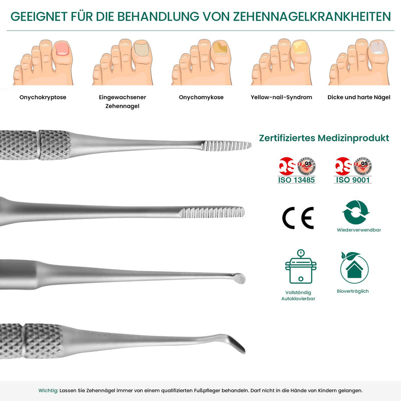 [Australia] - Blacks Files and Probe Podiatry Tools by Blizzard - German Forged - Blacks File Spoon and Swan Neck Probe Chiropodist Kit – Hospital Grade 3-Pcs Basic Set 