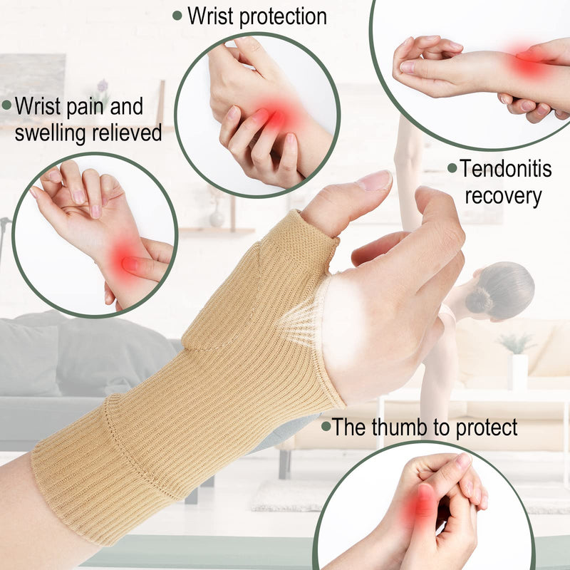 [Australia] - 2 Pairs Thumb Compression Arthritis Gloves Wrist Support Brace Wrist Compression Sleeve Lightweight Fingerless Gloves Comfortable and Thumb Sleeves Wrist Wraps for Arthritis Women Men, 5.9 x 2.6 Inch 