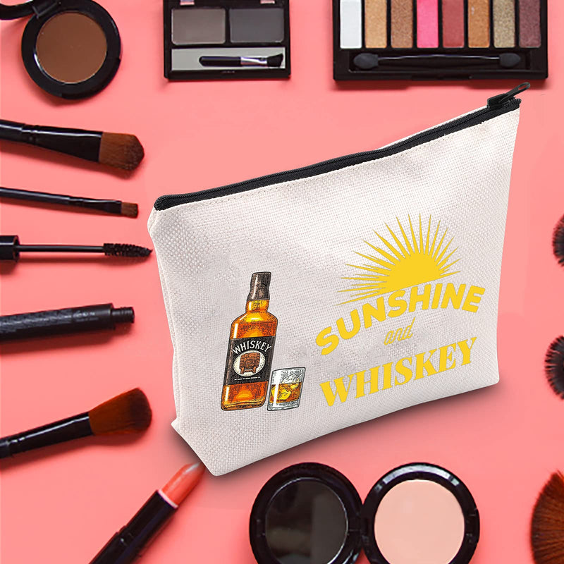 [Australia] - LEVLO Sunshine Whiskey Cosmetic Make Up Bag Whiskey Drinker Gift Sunshine And WhiskeyMakeup Zipper Pouch Bag For Women G, Sunshine And Whiskey, 