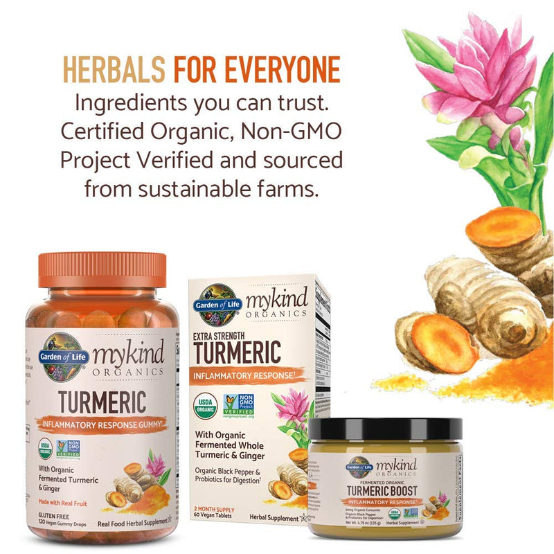 [Australia] - Garden of Life mykind Organics Extra Strength Turmeric Inflammatory Response 60 Tablets-100mg Curcumin (95% Curcuminoids) Black Pepper, Probiotics, Organic Non-GMO Vegan Gluten Free Herbal Supplement 60 Count (Pack of 1) 
