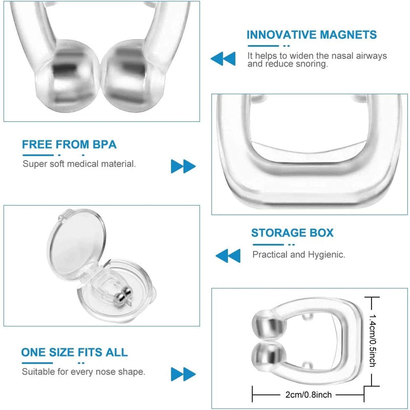 [Australia] - Genérico Anti Snoring Devices, Silicone Magnetic Nose Clip 4-Pack, Snore Stopper, Confortable Nasal to Relieve Snore, Solution, Stop Snoring, Device, for 