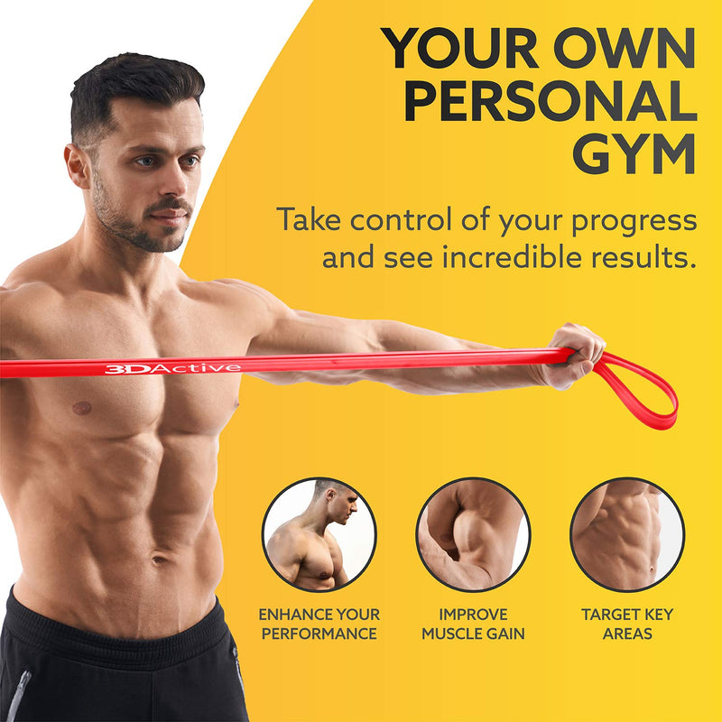 [Australia] - 3DActive Pull Up Assist Band - Resistance Band for Strength Training, Powerlifting, Body Stretching, CrossFit. Free Exercise Guide. #1 Red- 10 to 35 Pounds (1/2 *4.5mm) - Single Band 
