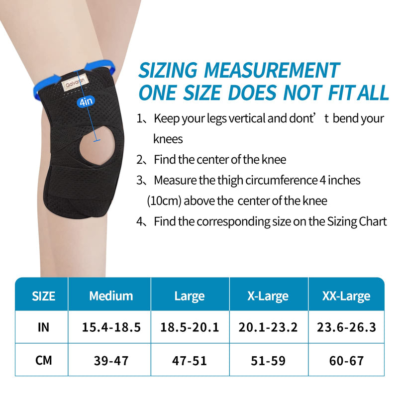 [Australia] - Galvaran Knee Brace with Side Stabilizers for Meniscal Tear Knee Pain ACL MCL Arthritis Injuries Recovery, Breathable Adjustable Knee Support for Men and Women Large Black 