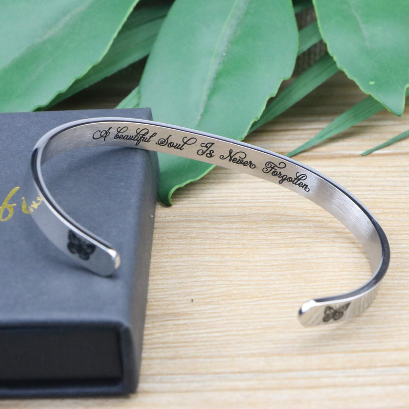 [Australia] - MEMGIFT Memorial Bracelet for Women in Memory of Jewelry Gift Remembering Loss of One You Loved Cuff Bracelets A beautiful about is never forgotten 