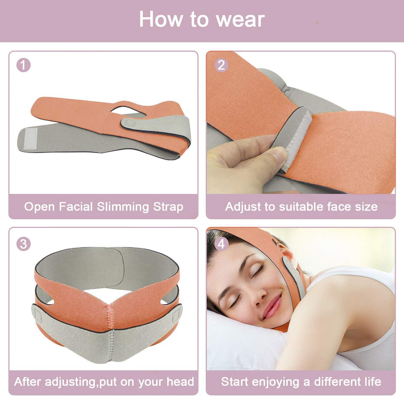 [Australia] - FERNIDA Double Chin Reducer, Face Slimming Strap Facial Weight Lose Slimmer Device, Pain Free V-Line Chin Cheek Lift Up Band Anti Wrinkle Eliminates Sagging Anti Aging Breathable Face Shaper Band Orange 