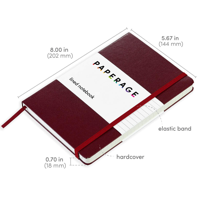 [Australia] - PAPERAGE Lined Journal Notebooks, 3 Pack, (Burgundy), 160 Pages, Medium 5.7 inches x 8 inches - 100 gsm Thick Paper, Hardcover Burgundy 