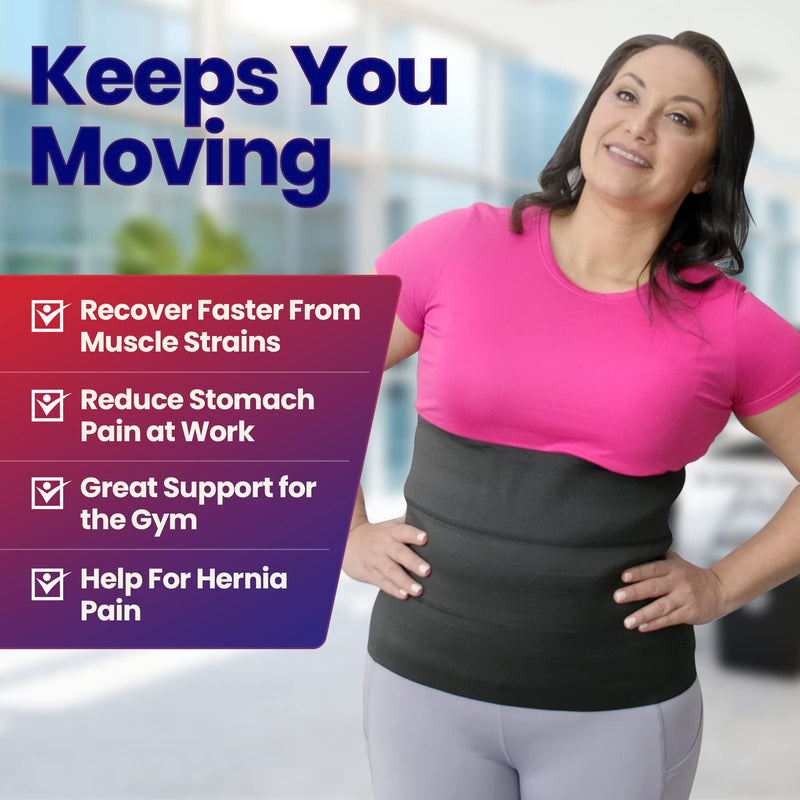 [Australia] - Wide Abdominal Binder Belly Wrap – Plus Size Postpartum Tummy Tuck Belt Provides Slimming Bariatric Stomach Compression or to Help Hernia or Post Surgery Healing & Support (LAR XL Stomach 36” to 46”) L/XL (36" to 46") 