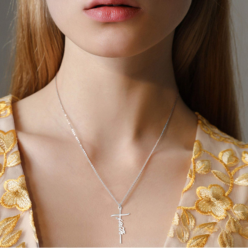 [Australia] - JSJOY Cross Necklace for Women Religious Mens Cross Necklace Chain Faith Cross Pendant Necklace Be the Change 