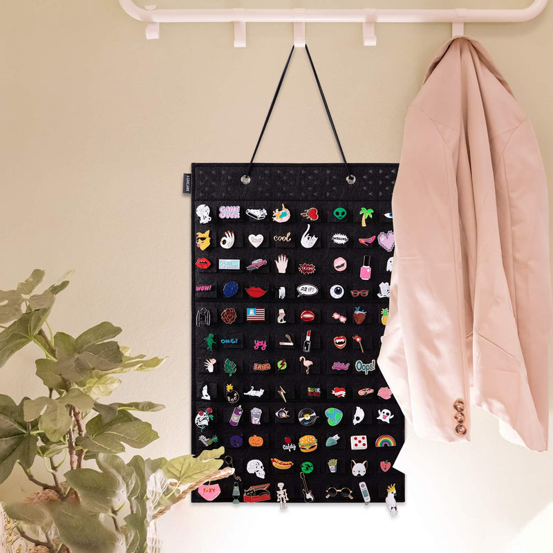[Australia] - KGMcare Wall Hanging Pin Display Organizer Brooch Pin Collection Storage Holder for Home Decoration, Holds up to 96 Pins Black 