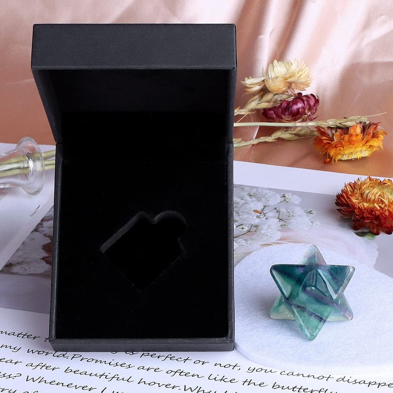 [Australia] - Hxswkk Rainbow Fluorite Crystal Merkaba Stars Hand Carved Gemstones Therapy for Reiki Spiritual Energy Gifts 1inches 
