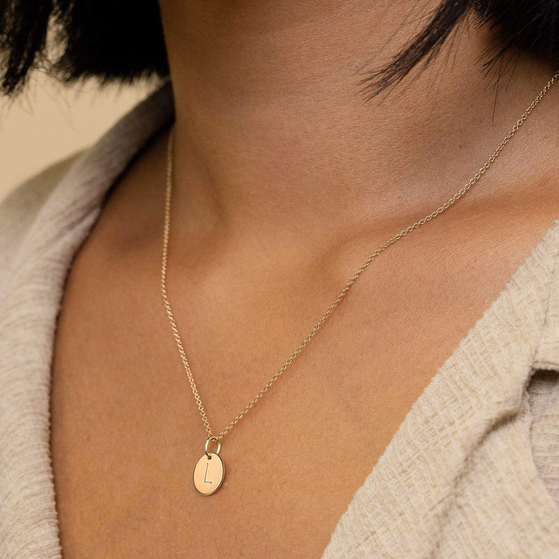 [Australia] - Befettly Initial Necklace,14K Gold-Plated Children Necklace Round Disc Double Side Engraved Hammered Name Necklace 16.5’’ Adjustable Personalized Alphabet Letter Pendant L 