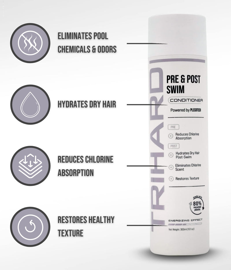 [Australia] - TRIHARD Pre & Post Swim Conditioner | Swimmers Conditioner | Pre Swim Hair Protection | Chlorine Removal Solution (Pack of 1) 300 ml (Pack of 1) 