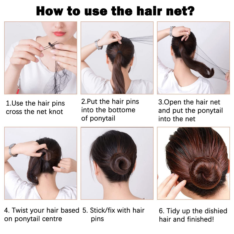 [Australia] - Bun Nets, Invisible Hair Bun Nets 50Pcs Black Bun Nets for Ballet Child Edge Mesh Hair Bun Accessories with 50Pcs Bobby Bun Pins for Dancers Catering Women Child Ballet (Storage Box) Black (50Pcs) 