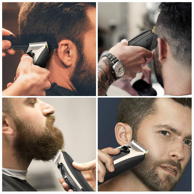 [Australia] - Hair Clippers for Men, Professional Cordless Hair Clippers Haircut Kit, Haircut Beard Trimmer Hair Cutting Set For Men Rechargeable LED Display Black-1 