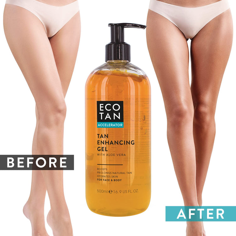[Australia] - EcoTan Face and Body Tanning Accelerator Gel, Stimulating Natural Tan with Aloe Vera for Outdoor and Tanning Bed use, 500ml 