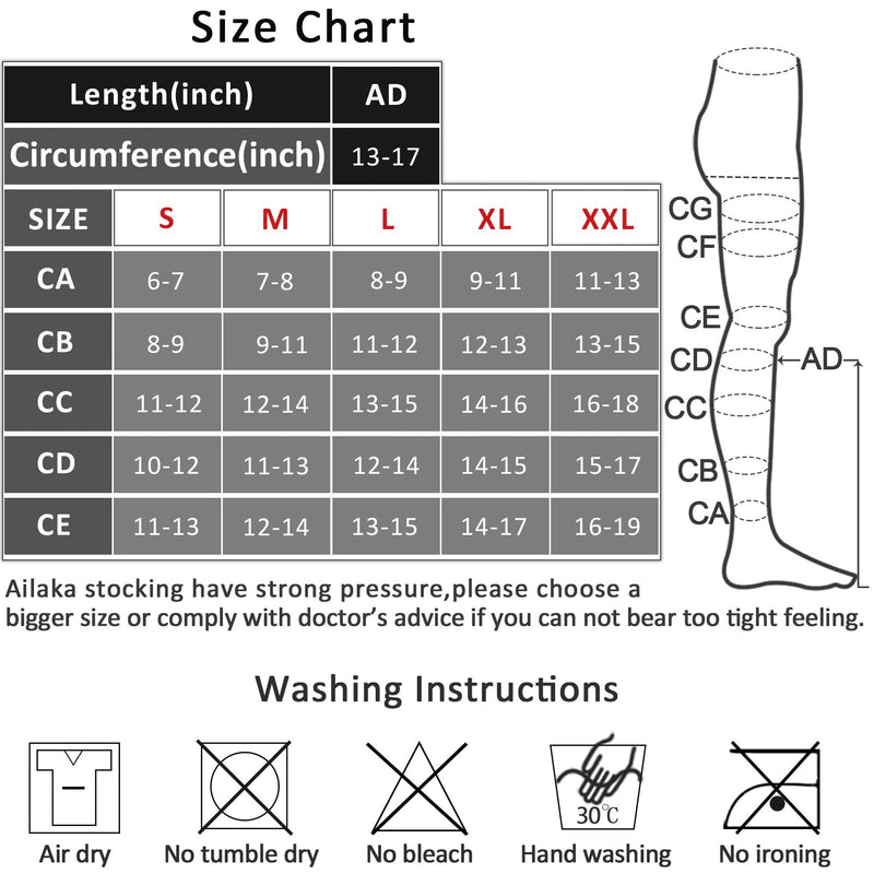 [Australia] - Ailaka 20-30 mmHg Compression Socks for Women & Men 1 Pair, Graduated Support Closed Toe Knee High Varices Stockings, Travel, Casual-Formal Hosiery Black S 