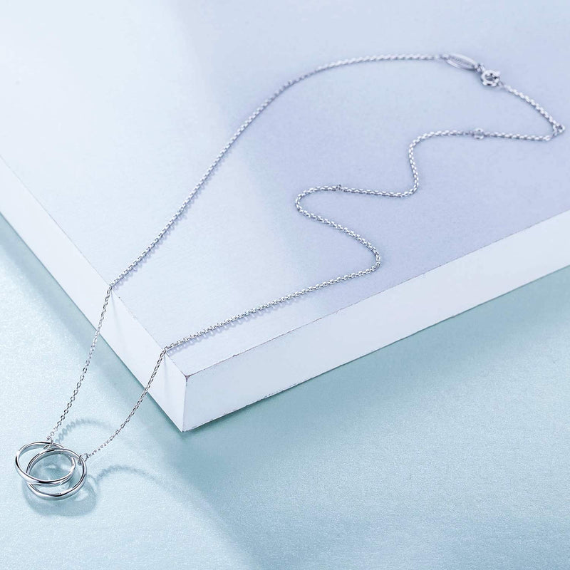 [Australia] - Soul Sisters Necklace, Graduation Gifts for Sister - Sterling Silver Two-Circle Pendant Necklace Engraved"Soul Sister" 