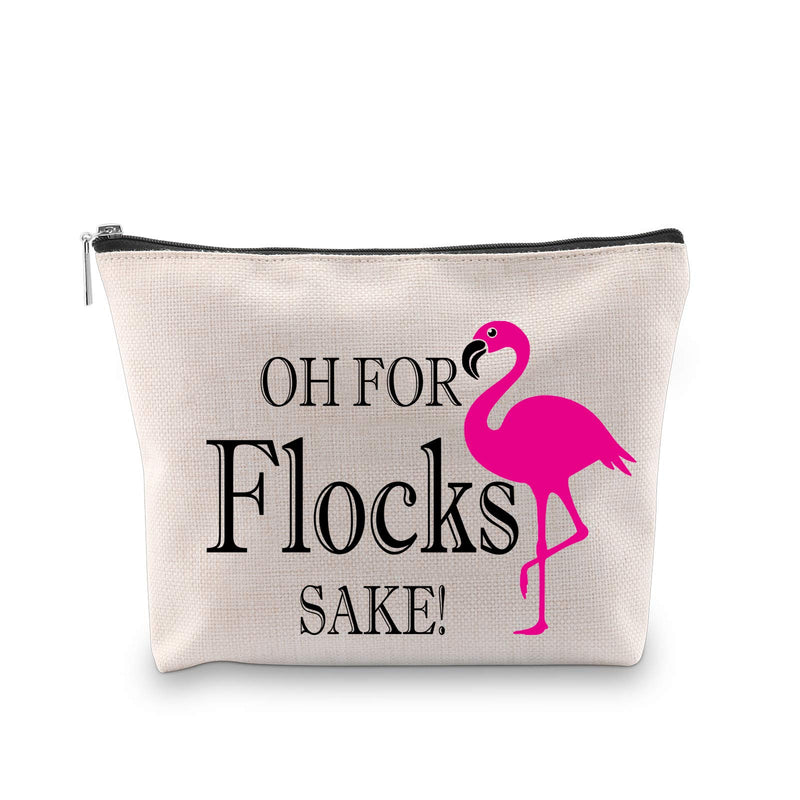 [Australia] - JXGZSO Flamingo Makeup Bag Flamingo Lover Gift Oh for Flocks Sake Cosmetic Bag Pink Flamingo Gift for Flamingo Fans (for Flocks Sake white) for Flocks Sake white 