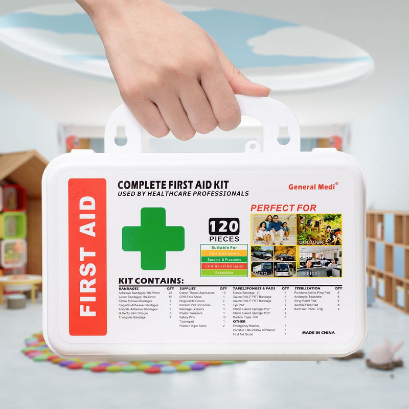 [Australia] - 120 Pieces Hardcase First Aid Kit - Includes Instant Cold Pack, Emergency Blanket for Travel, Home, Office, Vehicle, Camping, Workplace & Outdoor 