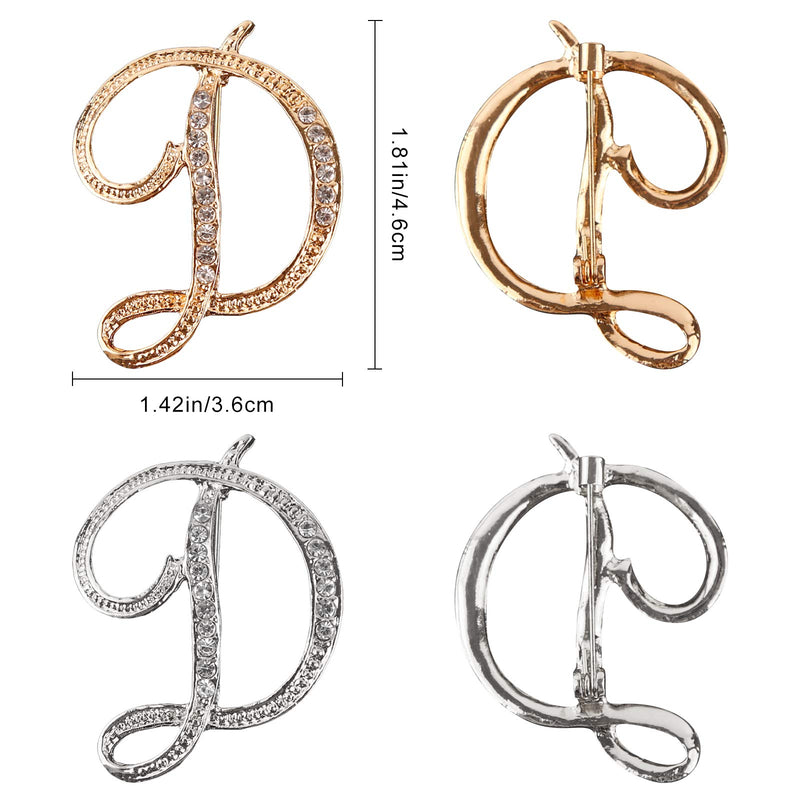 [Australia] - CHUANGJING Letter Brooch Pins, Alloy Lapel Pin Gold and Silver D 