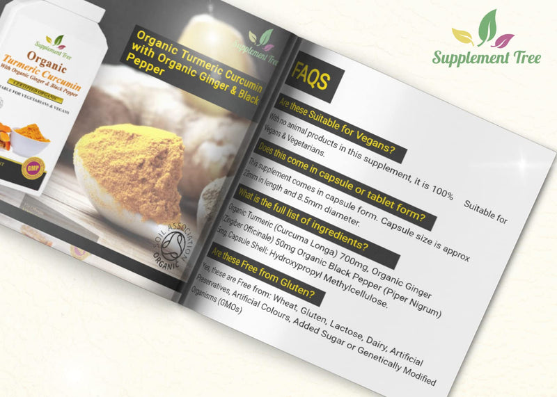 [Australia] - Organic Turmeric Curcumin with Organic Ginger & Black Pepper 120 Capsules | Highest Potency Tumeric Supplement | Soil Association Certified 