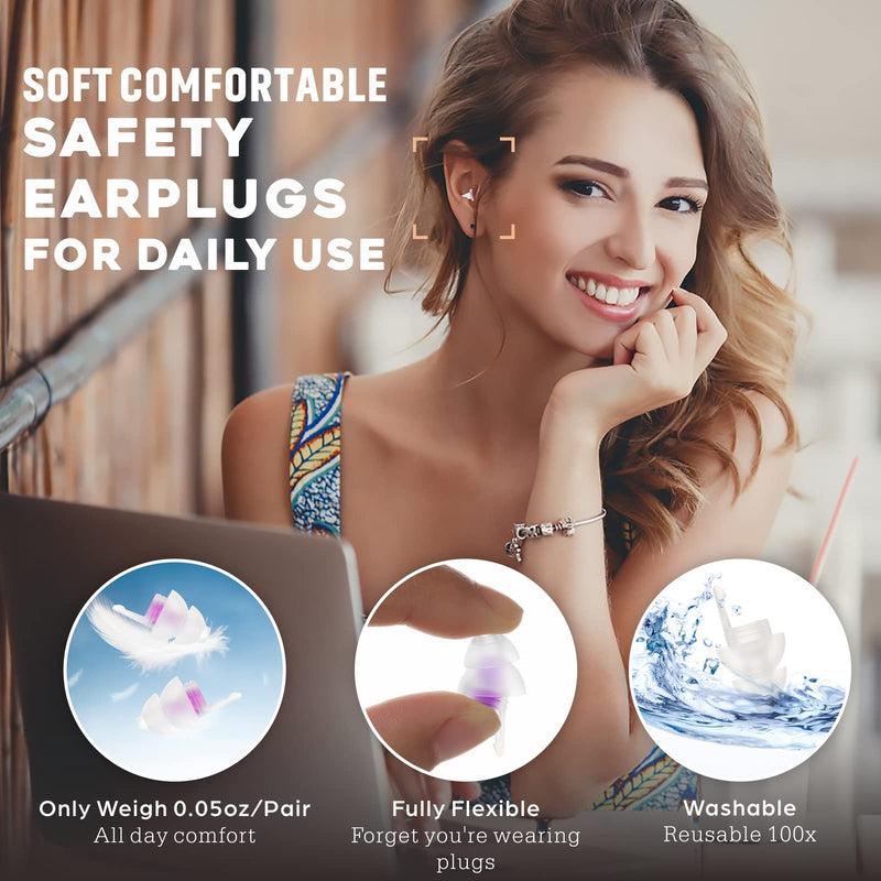 [Australia] - Sleeping Ear Plugs, 2 Pair Earplugs Sound Blocking Sleeping, Noise Reduction Reusable Soft Earbuds – Hearing Protection for Snoring Loud Noise Travel Studying Work–31dB Noise Cancelling Purple 