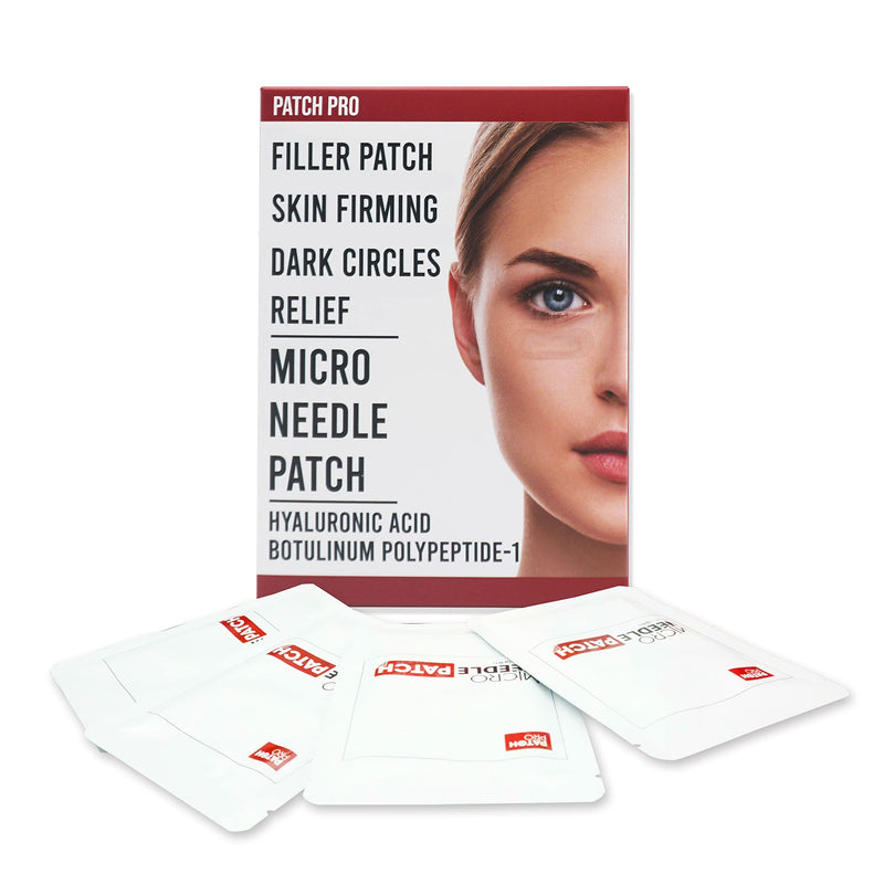 [Australia] - PATCH PRO MICRO NEEDLE PATCH 8pcs, self-dissolving microneedle patch, facial anti-wrinkle patches, crosslinked hyaluronic acids for forehead lines, smile line, fine line, eye wrinkle, Puffy eyes 