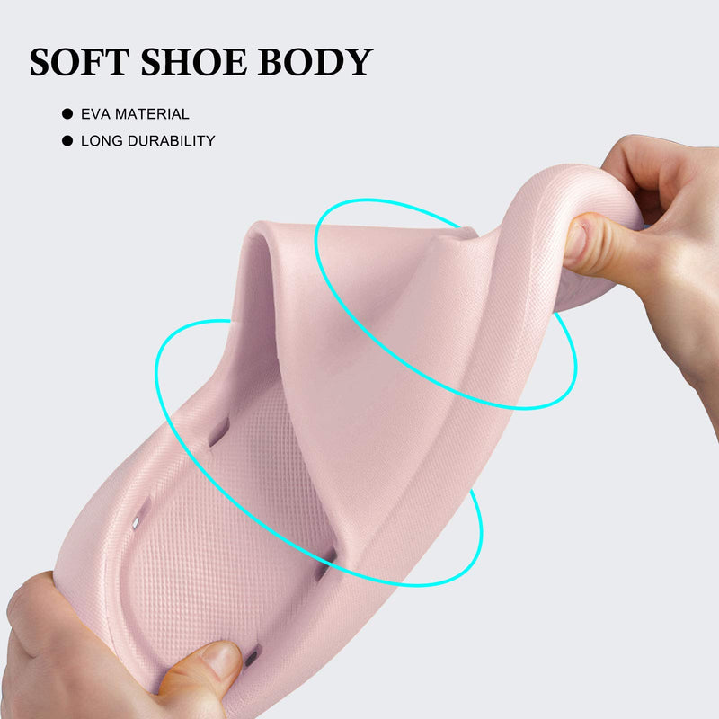 [Australia] - Heflashor Pillow Slippers for Women,Massage Non Slip Foam Slippers,EVA Quick Drying Open Toe Shower Sandals for Bathroom,Lightweight Soft Platform Pillow Slippers for Spa Pool Gym 5.5-6 Light Pink 