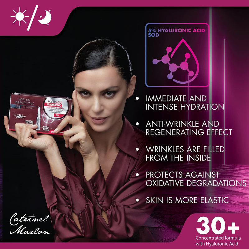 [Australia] - Gerovital H3 Evolution, Anti-wrinkle face ampoules for intensive hydration, with 5% hyaluronic acid, for all skin types, 20 ml x 10 vials 