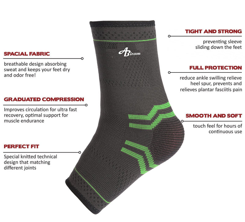 [Australia] - JUPITER Foot Sleeve (Pair) with Compression Wrap, Ankle Brace For Arch, Ankle Support, Football, Basketball, Volleyball, Running, For Sprained Foot, Tendonitis, Plantar Fasciitisâ€¦ Green Large 