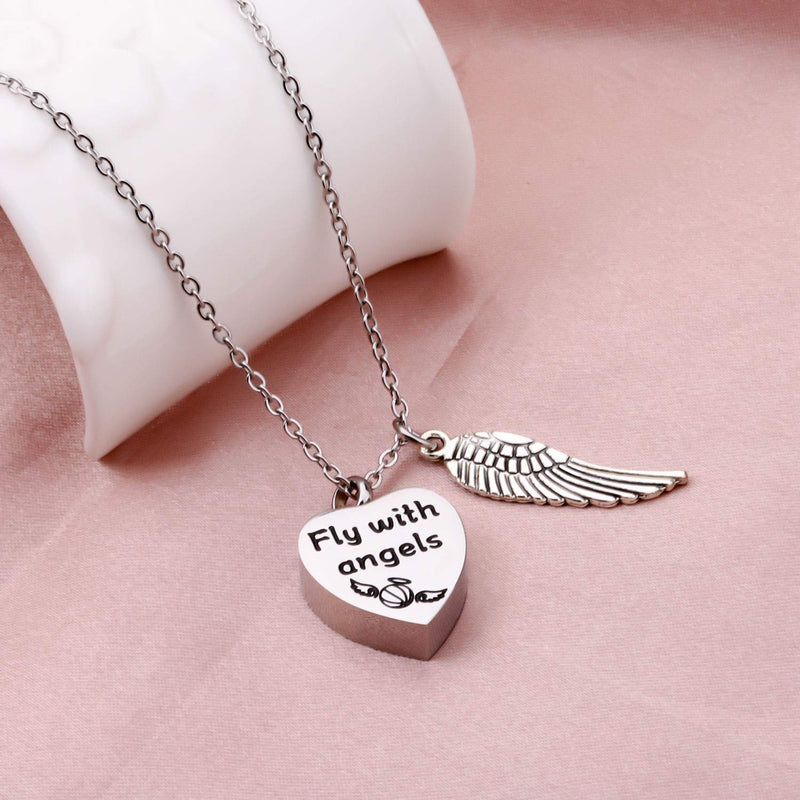 [Australia] - HOLLP Sympathy Gift Cinerary Casket Cremation Pendant Necklace Fly with Angels Necklace Memorial Jewelry Guardian Angel Gift Souvenir for Basketball Fans 