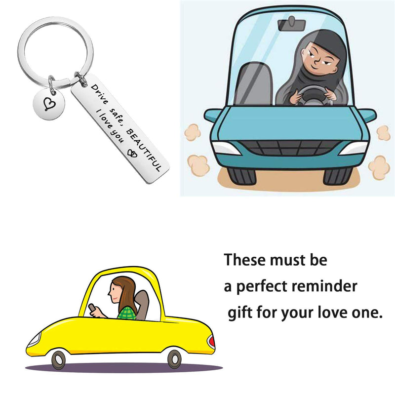 [Australia] - MAOFAED Drive Safe Keychain Driver Gift Drive Safe Handsome Drive Safe Mom Dad Uncle Aunt Trucker Gift New Driver Gift Drive Safe Beautiful 