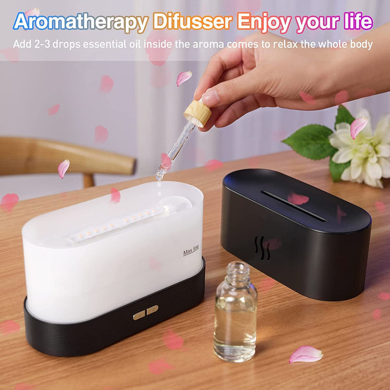 [Australia] - Flame Air Aroma Diffuser Humidifier, 7 Flame Color Noiseless Essential Oil Diffuser for Home,Office,Yoga with Auto-Off Protection (Black) Black 