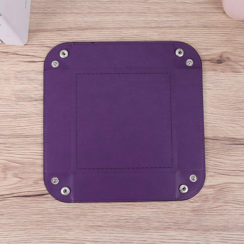 [Australia] - Avecell Valet Tray Desktop Storage Organizer, PU Leather Watch Box Wallet Coin Change Key Catchall Tray (Purple) 
