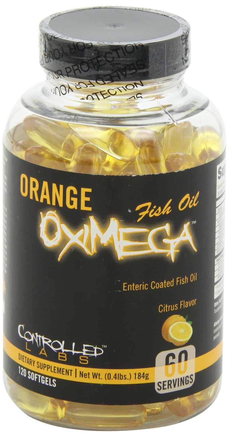[Australia] - Orange Oximega Fish Oil Supplement 120 Softgels by Controlled Labs, EPA and DHA, 2000mg Omega- 3 Fatty Acids, Citrus-Flavor, Burpless Softgels for General Health and Cardiovascular Support 