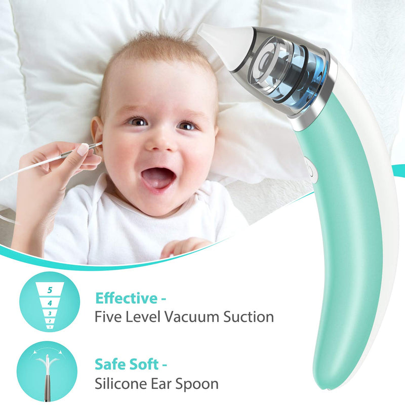 [Australia] - Ear Wax Vacuum Removal, Safe Electric Ear Cleaner Strong Suction Earwax Sucker 5 Levels Spiral Silicone Ear Wax Remover Tool Reusable Effective Earwax Removal kit Ear Cleaning Tool for Adult Kids 