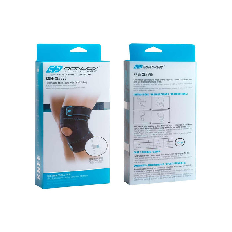 [Australia] - DonJoy Advantage DA161KS03-BLK-XL Knee Sleeve for Sprains, Strains, Soreness, Adjustable Upper, Lower Straps, XL fits 17", 19" X-Large fits 17"-19" 