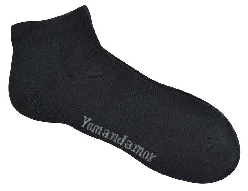 [Australia] - Yomandamor Mens Cotton Diabetic Low Cut Socks with Seamless Toe,5 Pairs 9-11 5 Pairs Black 
