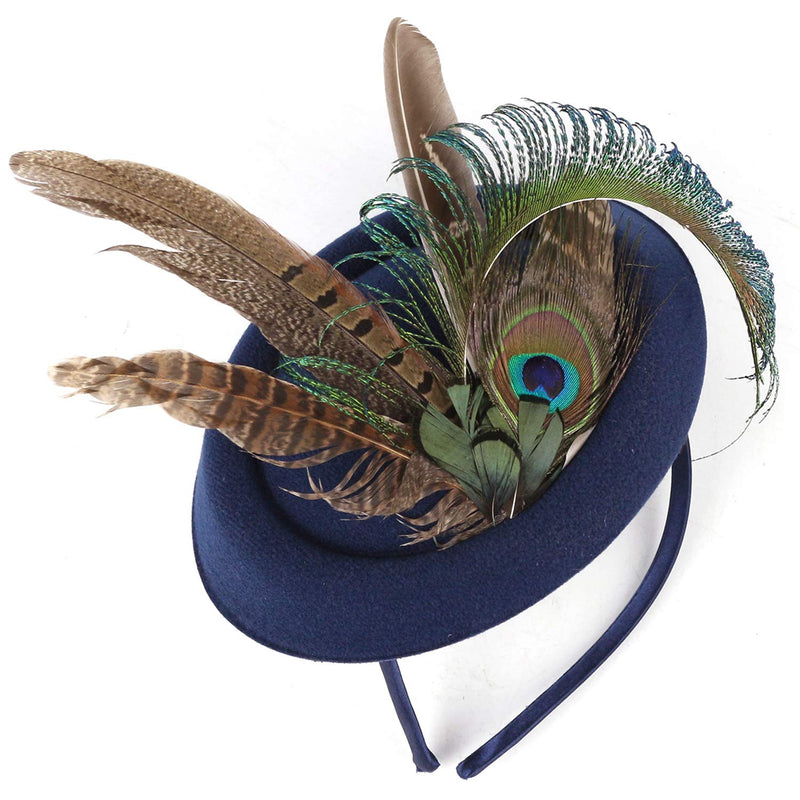 [Australia] - BABEYOND Fascinators Hat Derby Pillbox Hat Cocktail Tea Party Feather Headband Navy Blue 