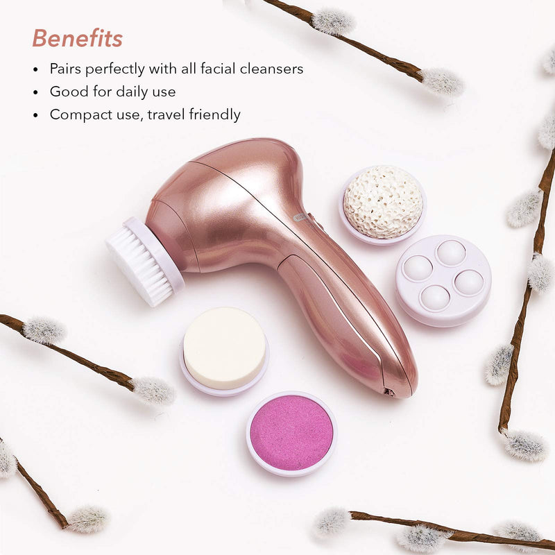 [Australia] - Zoë Ayla Facial Cleansing Brush with Interchangeable Heads (Rose Gold) Rose Gold 