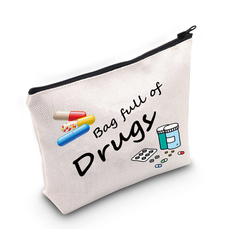 [Australia] - Bag of Drugs Zipper Pouch Makeup Bag Funny Drugs Bag Travel Drug Bag Cosmetic Bag Drug Storage Bag Pill Medicine Drug Bag Organizer Case 