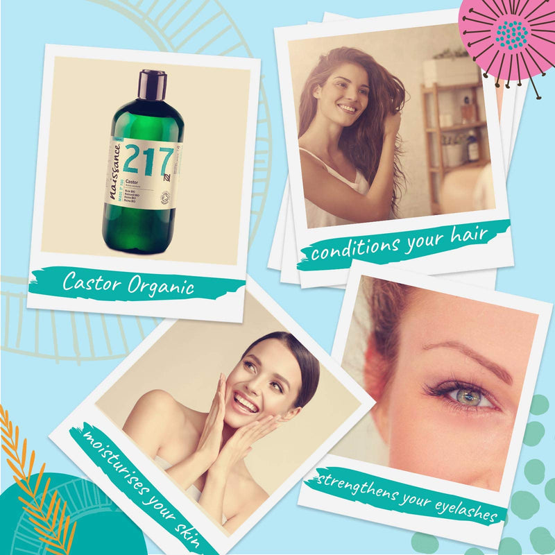 [Australia] - Naissance Certified Organic Castor Oil (no. 217) 500ml ‚Äì 100% Pure, Cold Pressed , Unrefined ‚Äì For Eyelashes, Hair, Eyebrows, Beard Growth, Nails, Skin, Massage ‚Äì Natural, Vegan, Hexane Free, No GMO 