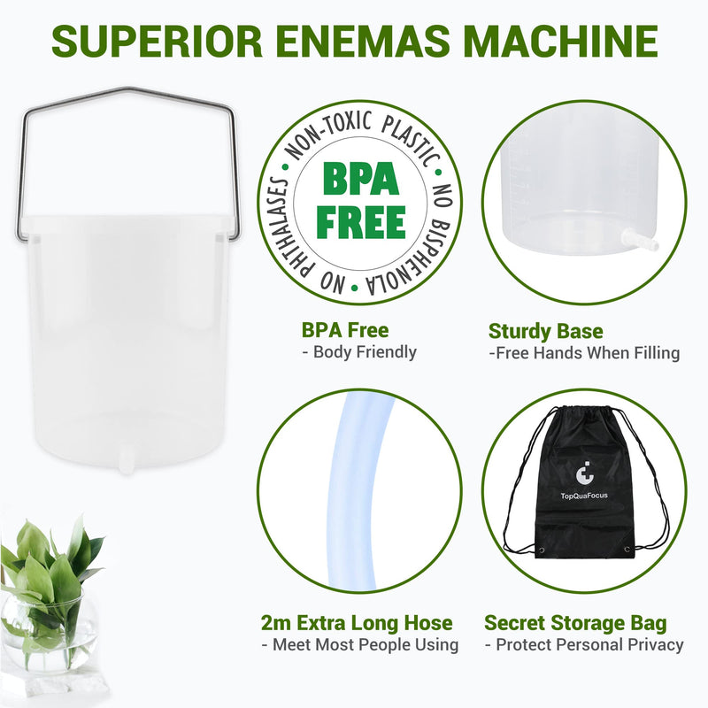[Australia] - TopQuaFocus 2QT Plastic Enema Bucket Kit for Colon Cleanse 70.5oz Leak-Proof Coffee Enema Kit Bucket for Men Colon Cleaning BPA Free, 6PCS Enemas Tips 10 Piece Set 