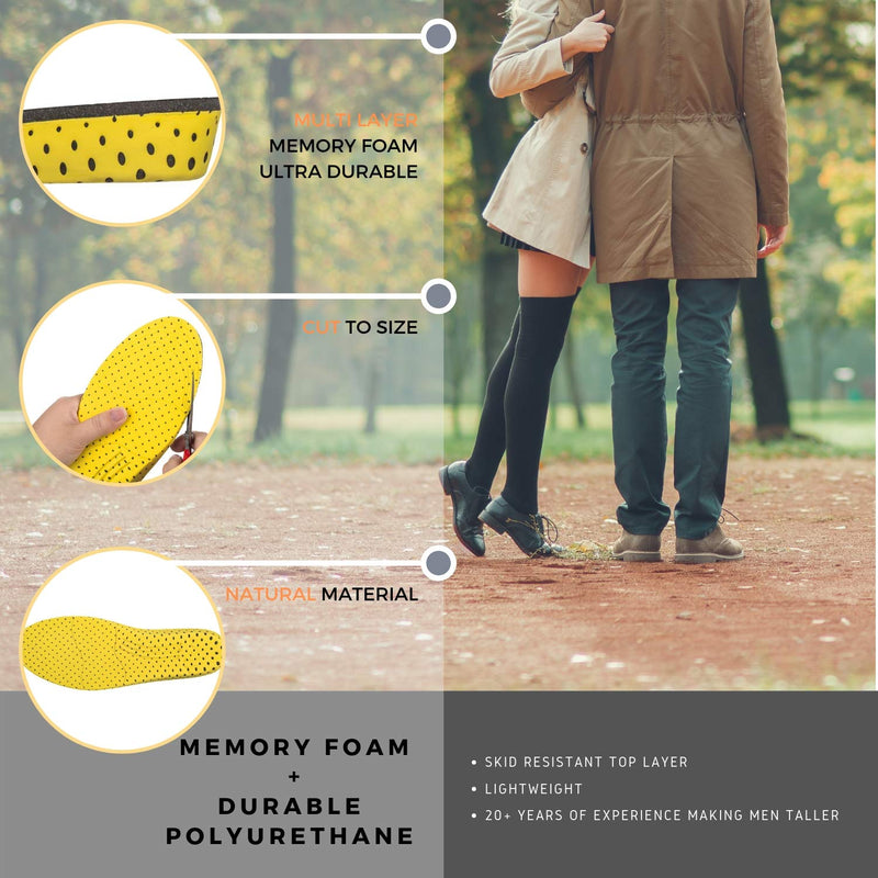 [Australia] - Height Increase Insole - Elevator Shoe Conversion - 1 Inch Taller (Black) Invisible Increased Heel Lifting Inserts Shoe Lifts Shoe Pads (Large US 8 -13 Men or US 10 - 15 Women) 
