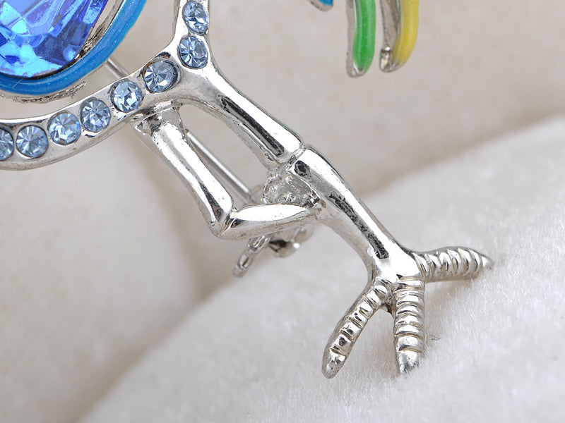 [Australia] - Alilang Capri Blue Multi Color Enamel Clear Crystal Rhinestone Crane Bird Pin Brooch 