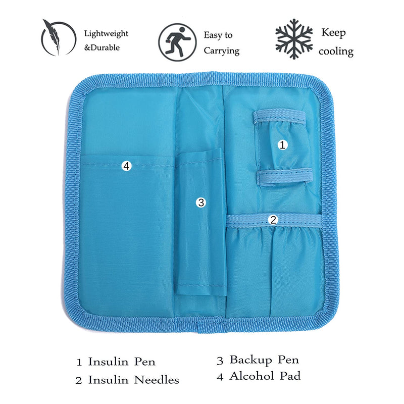 [Australia] - CREATOR Insulin Cooler Carrying Case, Diabetic Medication Organzier with 2 Ice Packs for Diabetic Supplies, Medicine, Pen, Vial Supply Light Blue 