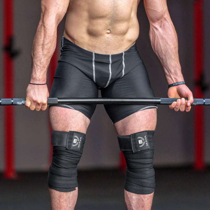 [Australia] - Mava Sports Knee Wraps for Cross Training WODs Compression & Elastic Support Black 